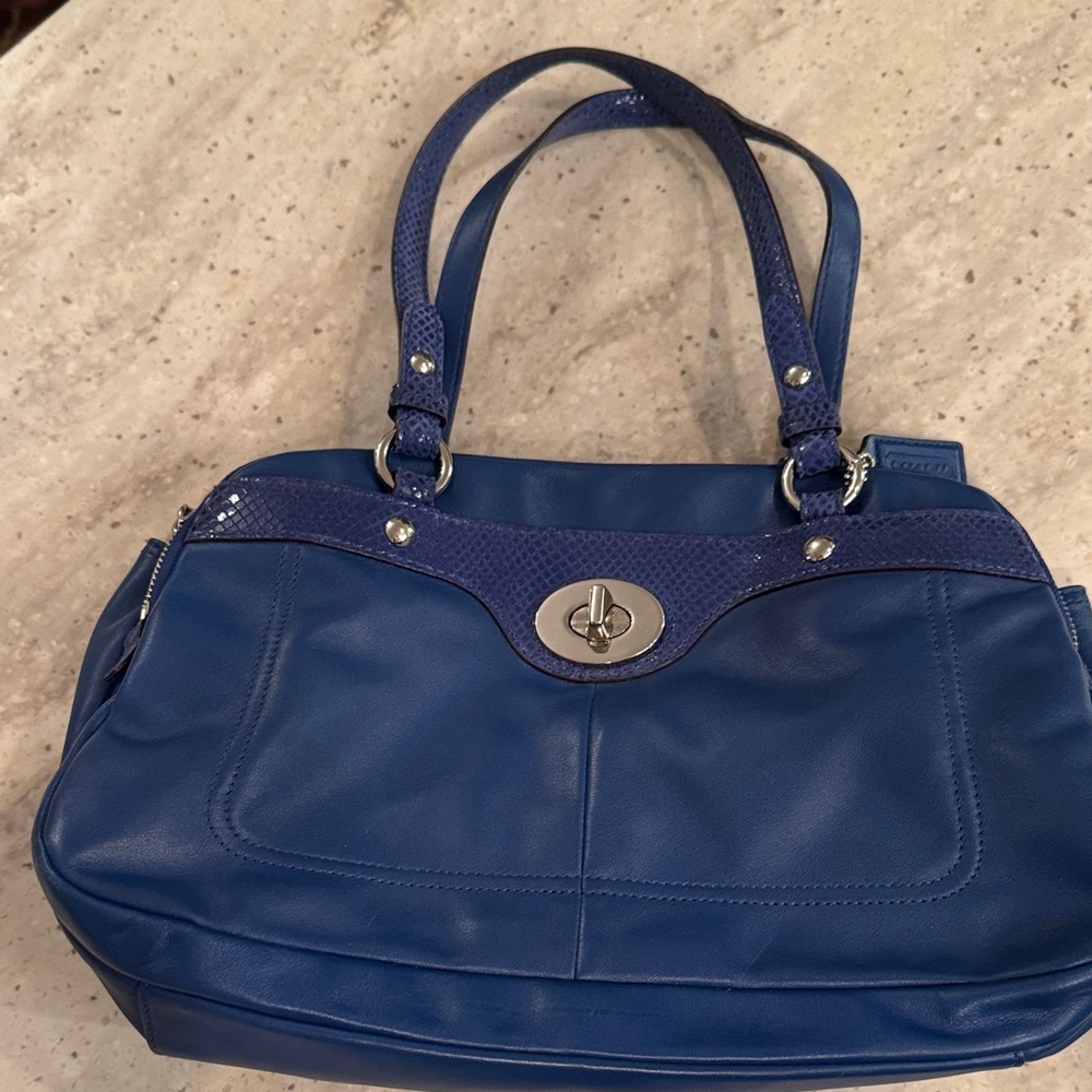 Coach Royal Blue Shoulder Bag with Silver Accents
